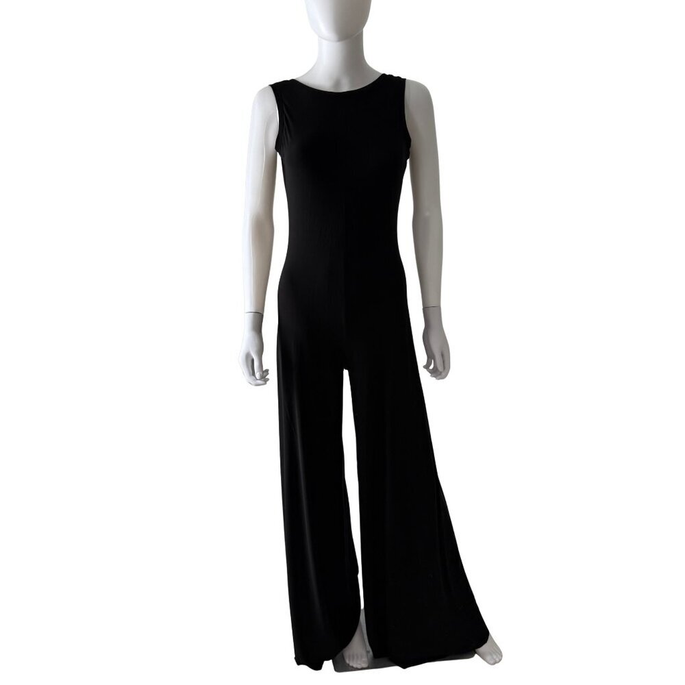 Norma Kamali Black Sleeveless Jumpsuit Scoop Back Size S